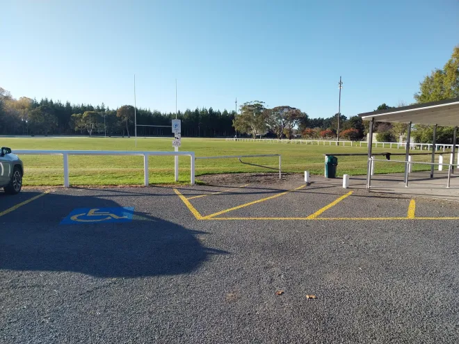 The new disability park and no stopping lines, located next to Bulls Rugby Club